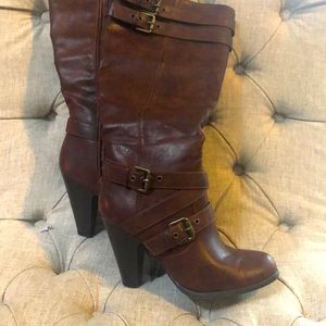 Brown fashion boots, women’s size 6, 3.5” heel